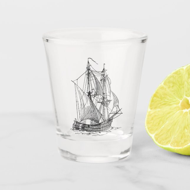 Vintage Ship Shot Glass (Front)