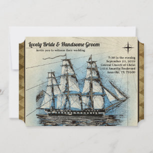 Vintage Ship Wedding Invitation