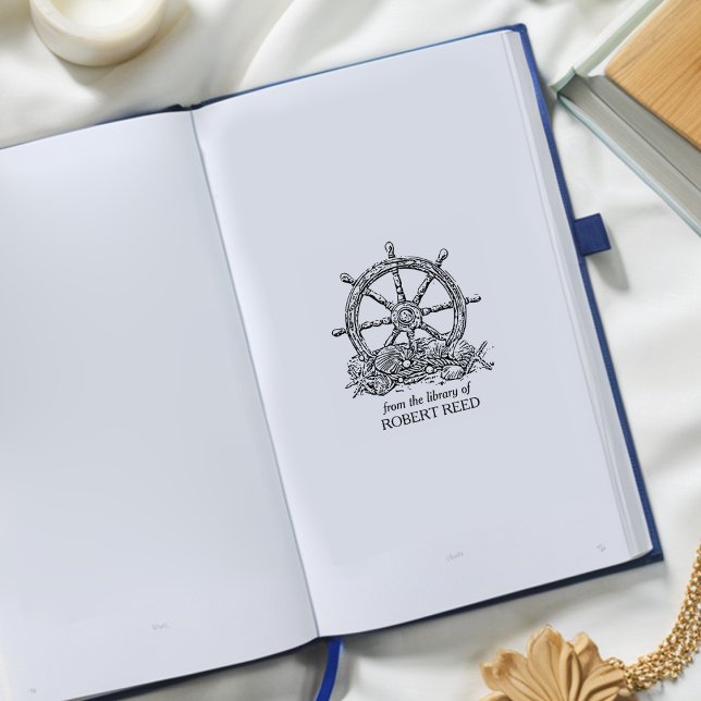 Vintage Ship Wheel  Bookplate Rubber Stamp (Creator Uploaded)