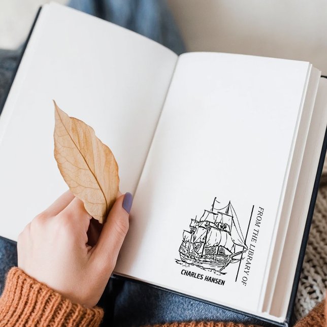 Vintage Ship Wheel  Bookplate Rubber Stamp (Creator Uploaded)