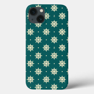Vintage Ship Wheel Pattern iPhone 13 Case