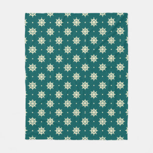 Vintage Ship Wheel Pattern Fleece Blanket