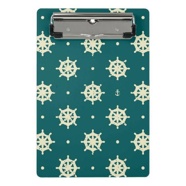 Vintage Ship Wheel Pattern Mini Clipboard (Front)
