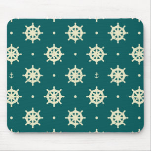 Vintage Ship Wheel Pattern Mouse Pad
