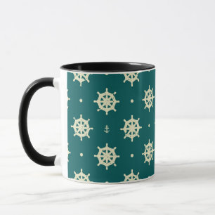 Vintage Ship Wheel Pattern Mug