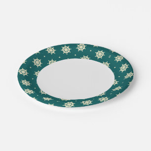 Vintage Ship Wheel Pattern Paper Plate