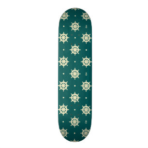 Vintage Ship Wheel Pattern Skateboard