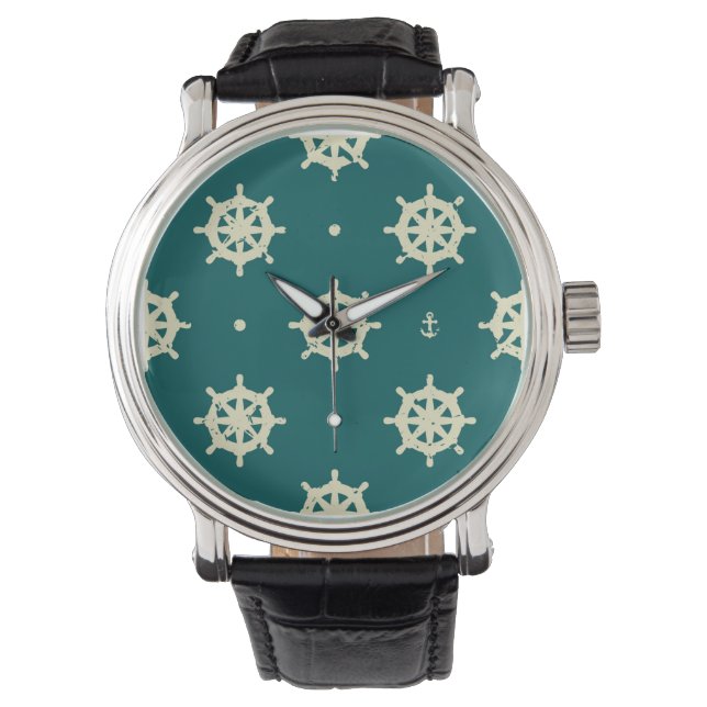 Vintage Ship Wheel Pattern Watch (Front)