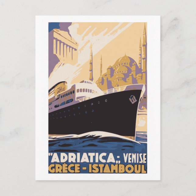 Vintage shipping line ad Venice, Greece, Istanbul Postcard (Front)