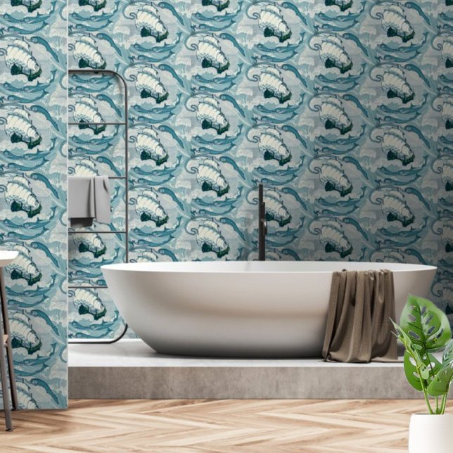 Vintage Ships And Dolphins Pattern Wallpaper (Creator Uploaded)