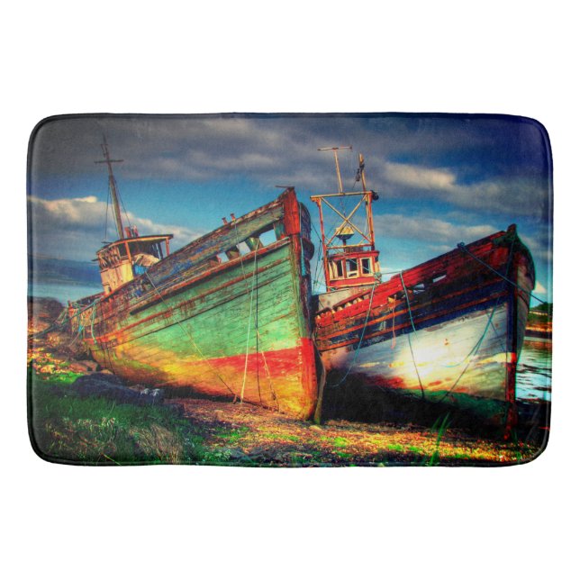 Vintage Ships Bath Mat (Front)
