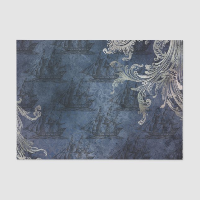 Vintage Ships Nautical Tissue Paper (Front)