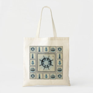 Vintage Ship's Wheel Collage Tote Bag