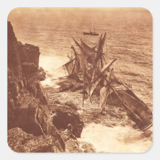 Vintage Shipwreck - Sailing Ship Antique Photo Square Sticker