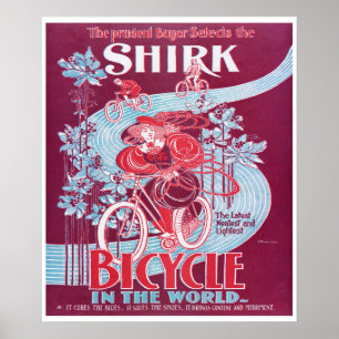Vintage Shirk Bicycle Advertisement circa 1890 Poster