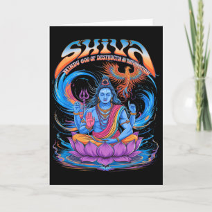 Vintage Shiva Print Hindu God Spiritual Card