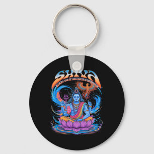 Vintage Shiva Print Hindu God Spiritual Key Ring
