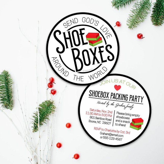 Vintage Shoebox Party Round Invite (Creator Uploaded)