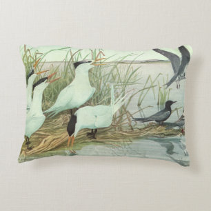 Vintage Shorebirds in a Marsh by Louis Fuertes Decorative Cushion