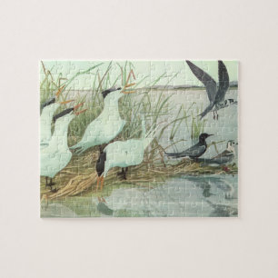 Vintage Shorebirds in a Marsh by Louis Fuertes Jigsaw Puzzle