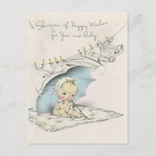 Vintage "Shower Of Baby Wishes" Postcard