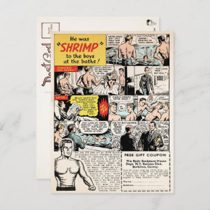 Vintage Shrimp Muscle Ad Postcard