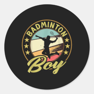 Vintage Shuttle Design For Badminton Players, Badm Classic Round Sticker