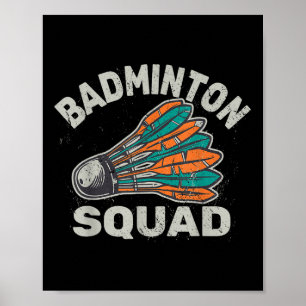 Vintage Shuttle Sport Badminton Squad For Men  Poster
