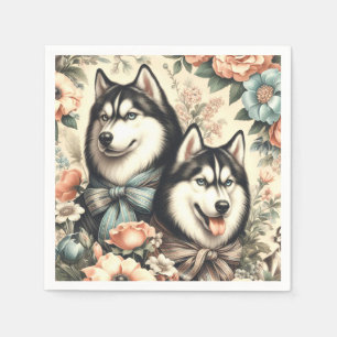 Vintage Siberian Husky Illustration Napkin