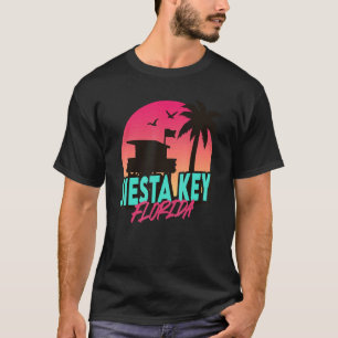 Vintage Siesta Key Beach Florida Palm Trees Fl Ret T-Shirt