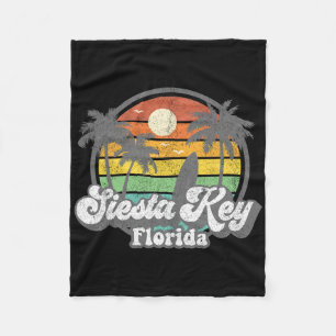 Vintage Siesta Key Beach Florida Surfing Retro 70s Fleece Blanket