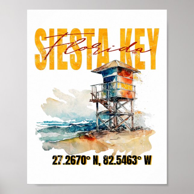 Vintage Siesta Key Florida Beach  Poster (Front)