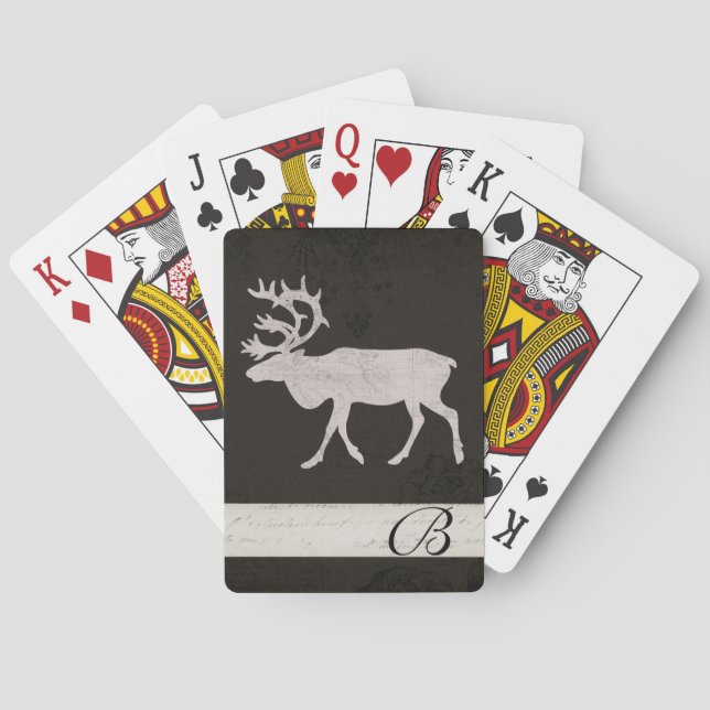Vintage Silhouette Buck Monogram Card Deck (Back)