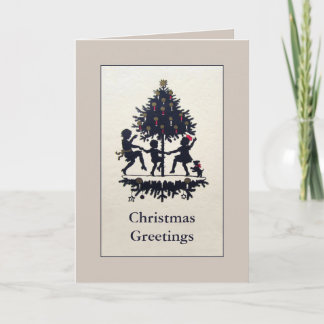 Vintage silhouette Christmas children card