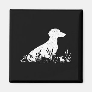 Vintage Silhouette Dachshund Shirt Women, Cute Dog Magnet