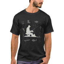 Vintage Silhouette Fisherman Icon Pattern T-Shirt