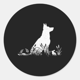 Vintage Silhouette German Shepherd Shirt Women Classic Round Sticker