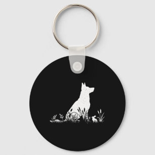 Vintage Silhouette German Shepherd Shirt Women Key Ring