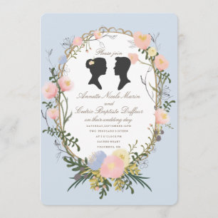 Vintage Silhouette Spring Floral Wedding Invitation
