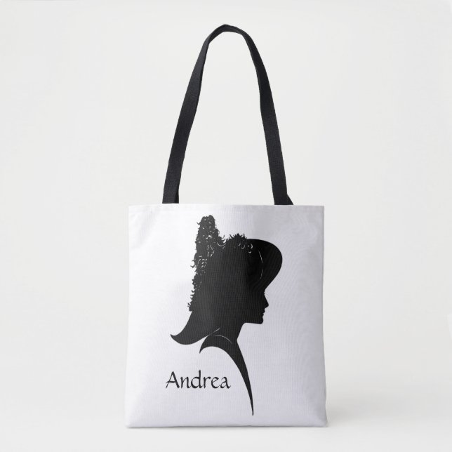 Vintage Silhouette Woman in Hat Personal Tote Bag (Front)