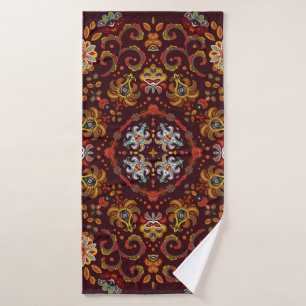 Vintage silk neck scarf or kerchief square pattern bath towel