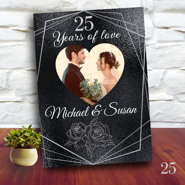 Vintage Silver 25th Wedding Anniversary  Card (Creator Uploaded)