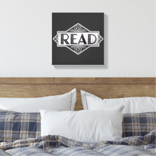Vintage Silver Art Deco READ Typography - Retro Lu Canvas Print