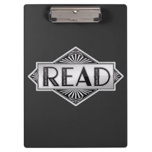 Vintage Silver Art Deco READ Typography - Retro Lu Clipboard
