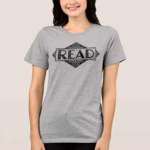 Vintage Silver Art Deco READ Typography - Retro Lu Tri-Blend Shirt