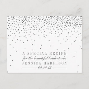 Vintage Silver Confetti Bridal Shower Recipe Cards
