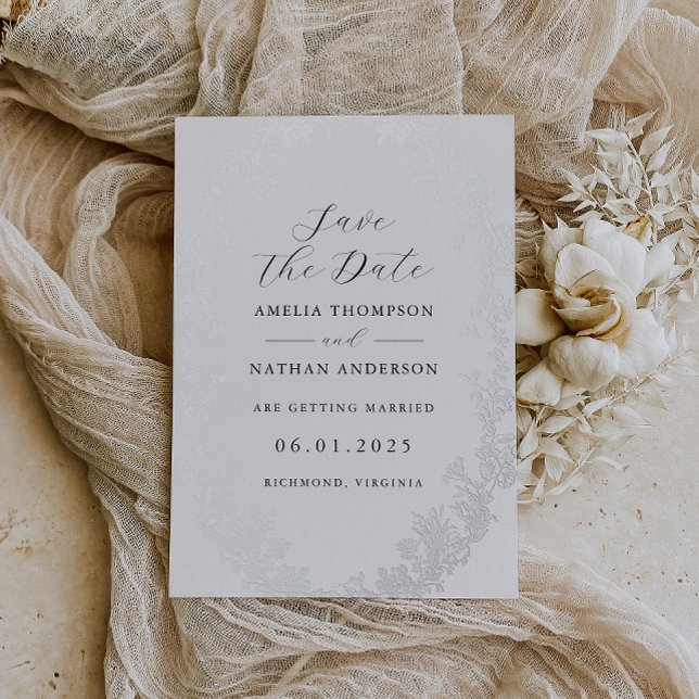 Vintage Silver Floral Wedding Save The Date  (Creator Uploaded)