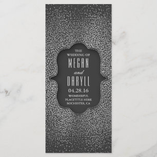 Vintage Silver Glitter Confetti Wedding Programs