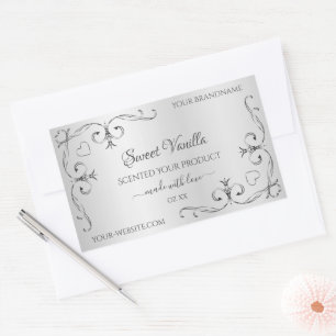 Vintage Silver Product Labels Ornate Decor Corners
