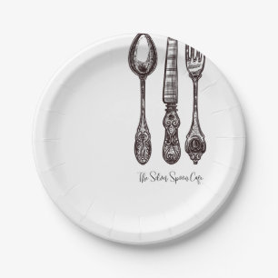 Vintage Silverware Ornate Artisan Classic Foodie Paper Plate